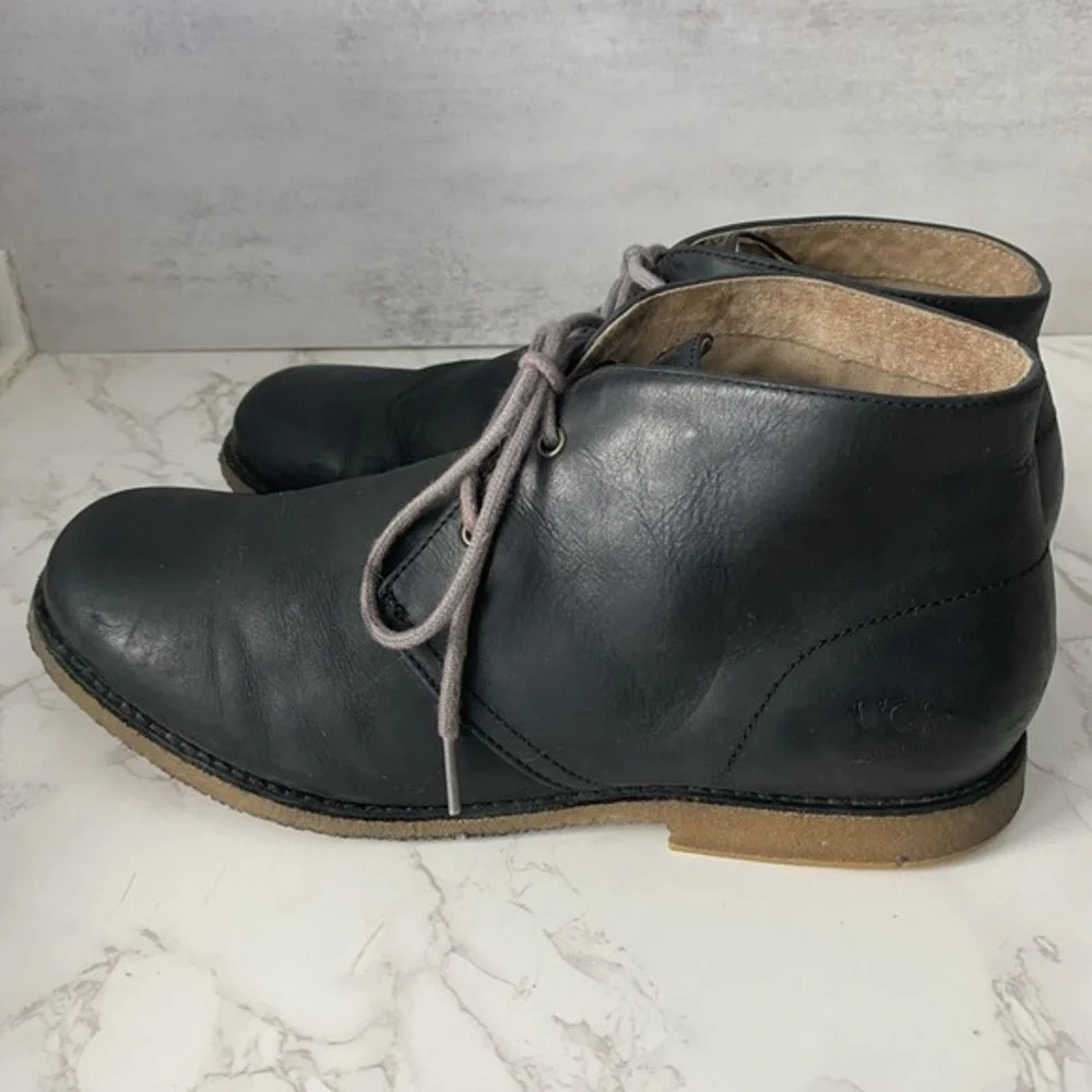 UGG Men's Leighton‎ Ankle Chukka Boots Sz 10 Black Lace Up SEE NOTES